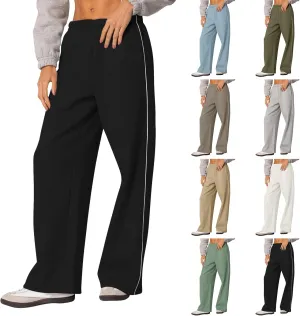 Wide Leg Sweatpants Women Casual Comfy Elastic Low Rise Lounge Pants with Pockets Baggy Fleece Cotton Joggers