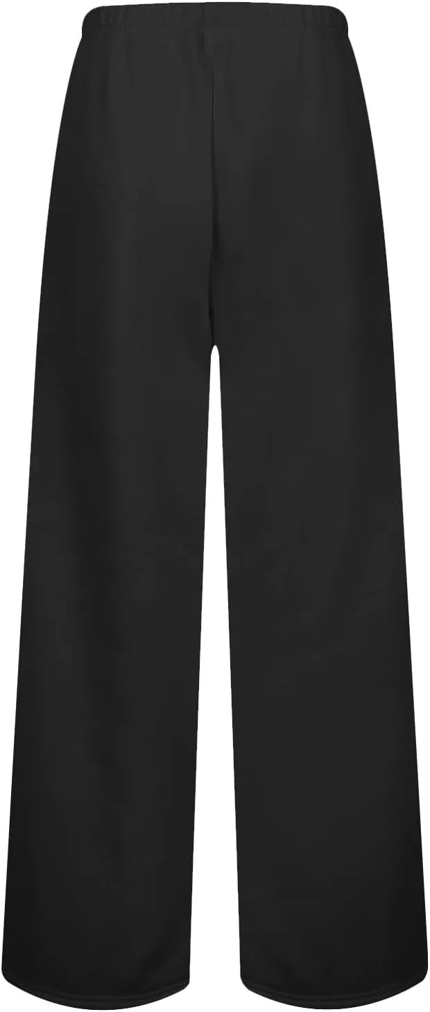 Wide Leg Sweatpants Women Low Rise Baggy Fleece Pants Y2k Drawstring Lounge Pants with Pockets Workout Athletic Pants