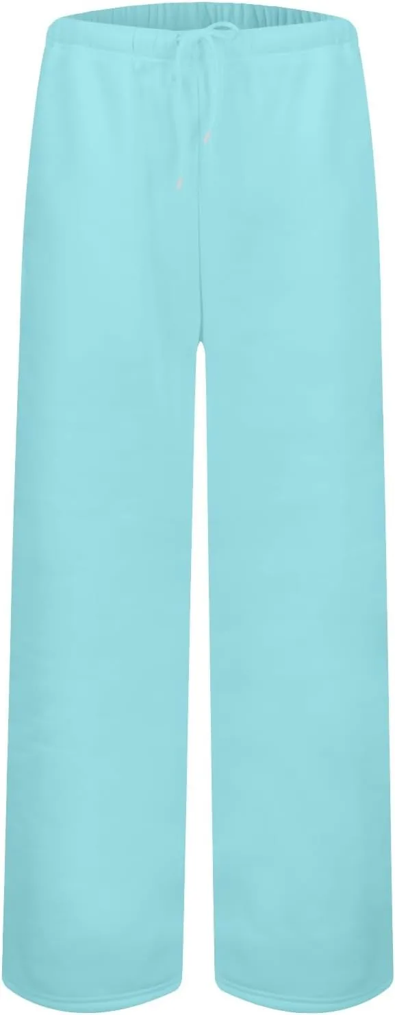 Wide Leg Sweatpants Women Low Rise Baggy Fleece Pants Y2k Drawstring Lounge Pants with Pockets Workout Athletic Pants