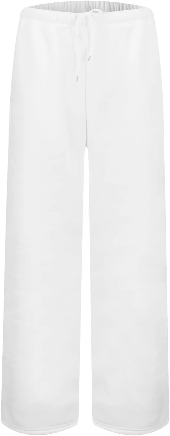 Wide Leg Sweatpants Women Low Rise Baggy Fleece Pants Y2k Drawstring Lounge Pants with Pockets Workout Athletic Pants