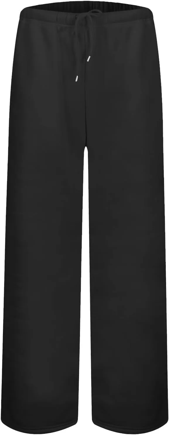 Wide Leg Sweatpants Women Low Rise Baggy Fleece Pants Y2k Drawstring Lounge Pants with Pockets Workout Athletic Pants