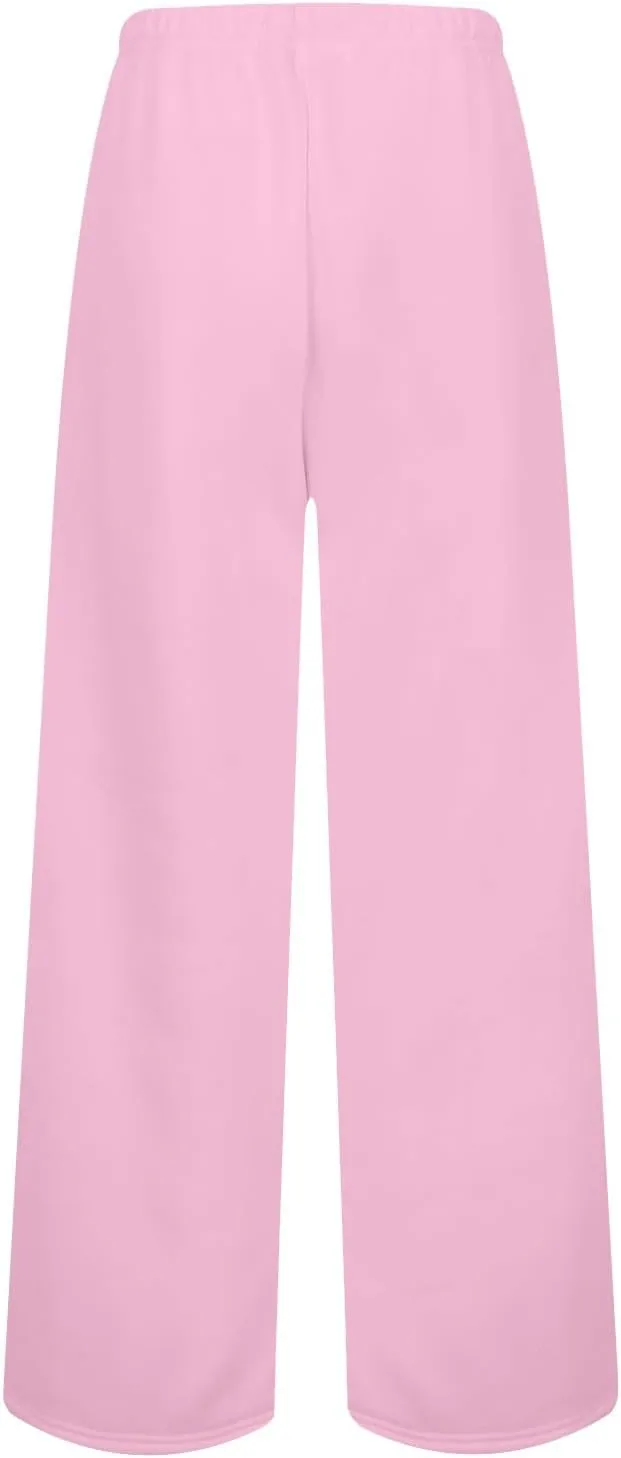 Wide Leg Sweatpants Women Low Rise Baggy Fleece Pants Y2k Drawstring Lounge Pants with Pockets Workout Athletic Pants