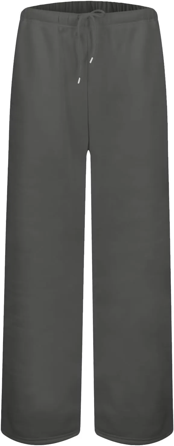 Wide Leg Sweatpants Women Low Rise Baggy Fleece Pants Y2k Drawstring Lounge Pants with Pockets Workout Athletic Pants