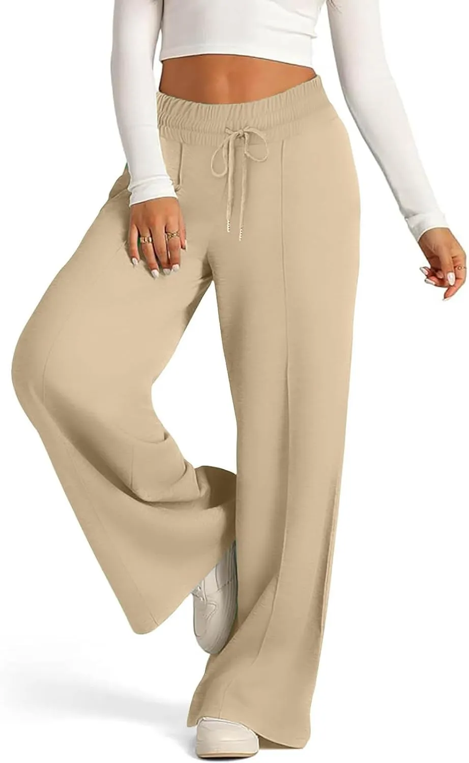 Wide Leg Sweatpants Women Oversized Elastic Drawstring Straight Pants Ladies Low Waisted Baggy Lounge Trousers Pocket