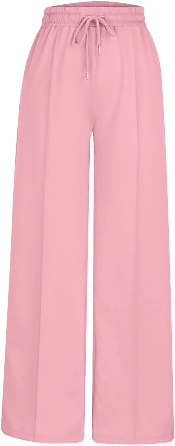 Wide Leg Sweatpants Women Oversized Elastic Drawstring Straight Pants Ladies Low Waisted Baggy Lounge Trousers Pocket