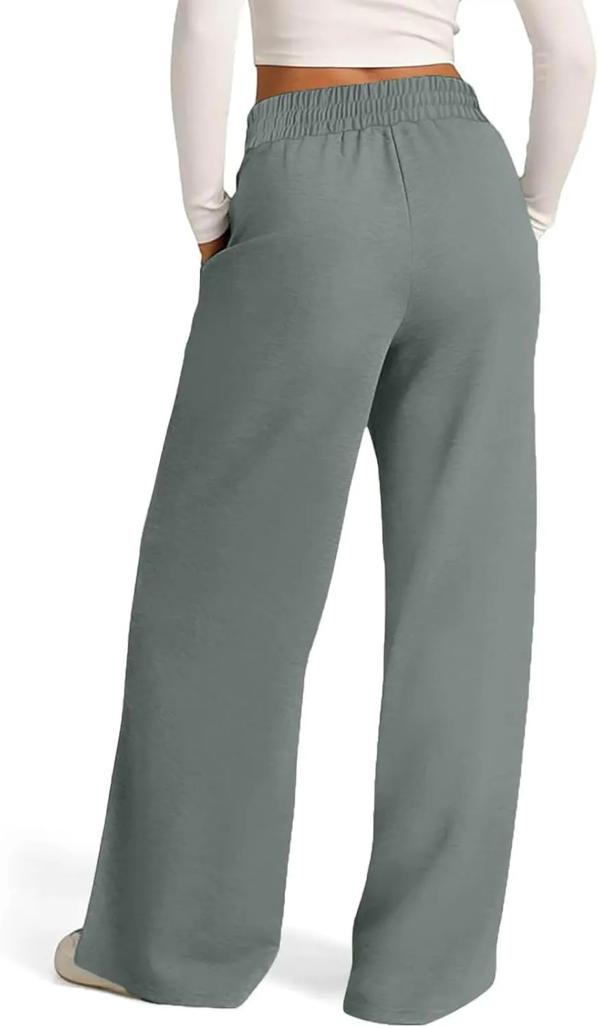 Wide Leg Sweatpants Women Oversized Elastic Drawstring Straight Pants Ladies Low Waisted Baggy Lounge Trousers Pocket