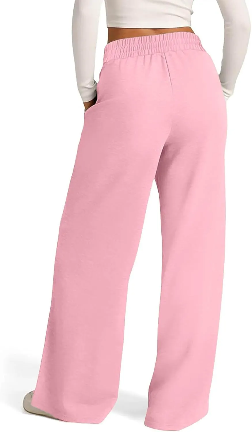 Wide Leg Sweatpants Women Oversized Elastic Drawstring Straight Pants Ladies Low Waisted Baggy Lounge Trousers Pocket