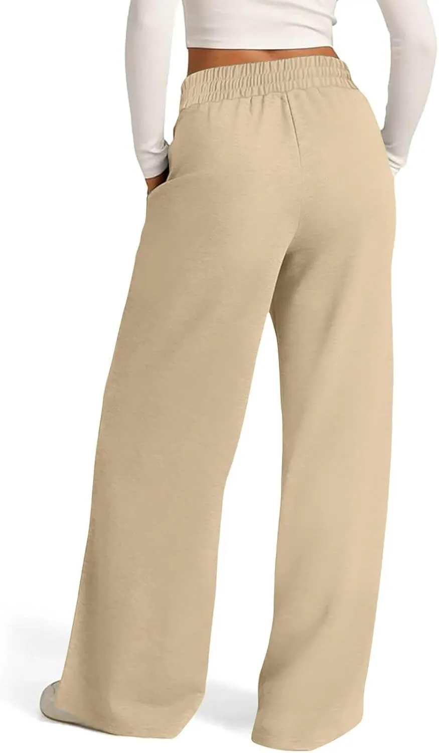 Wide Leg Sweatpants Women Oversized Elastic Drawstring Straight Pants Ladies Low Waisted Baggy Lounge Trousers Pocket