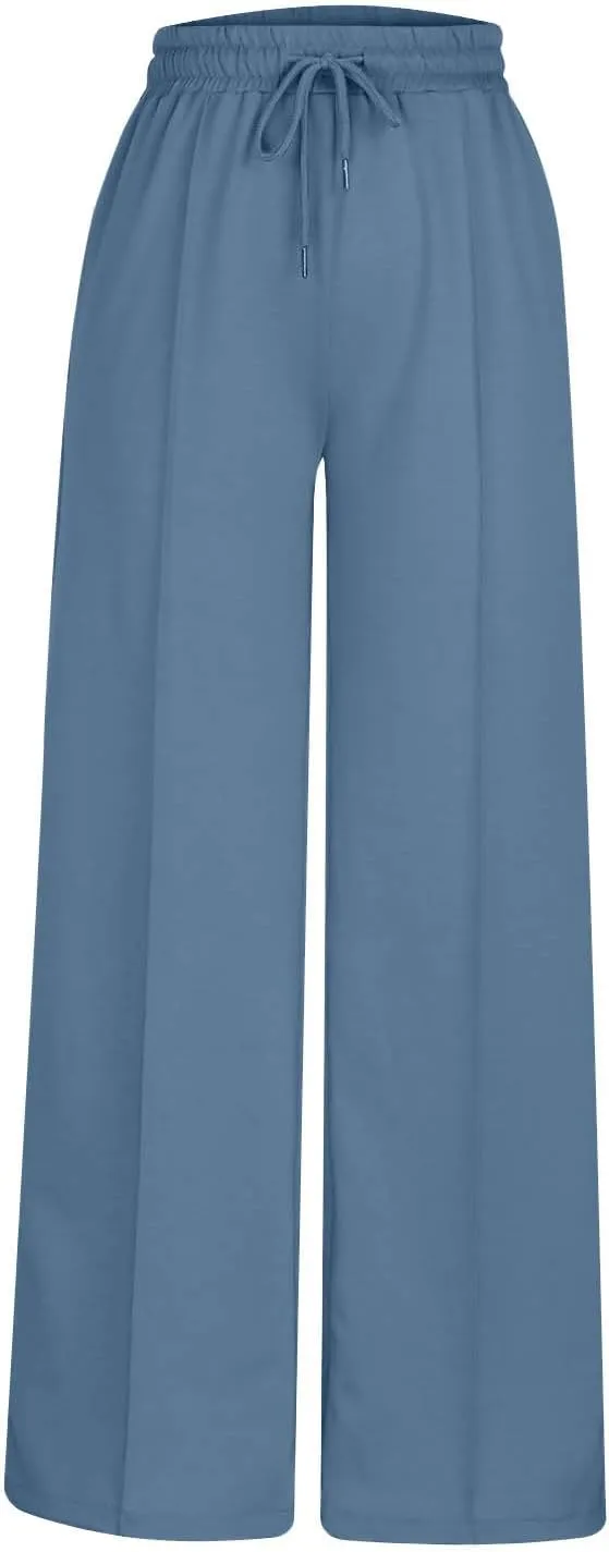 Wide Leg Sweatpants Women Oversized Elastic Drawstring Straight Pants Ladies Low Waisted Baggy Lounge Trousers Pocket
