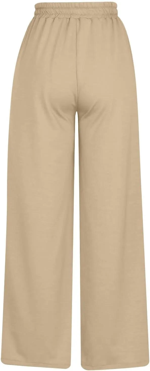 Wide Leg Sweatpants Women Oversized Elastic Drawstring Straight Pants Ladies Low Waisted Baggy Lounge Trousers Pocket