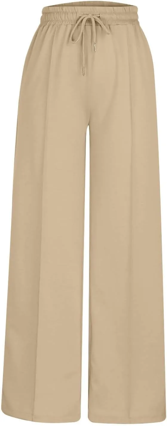 Wide Leg Sweatpants Women Oversized Elastic Drawstring Straight Pants Ladies Low Waisted Baggy Lounge Trousers Pocket