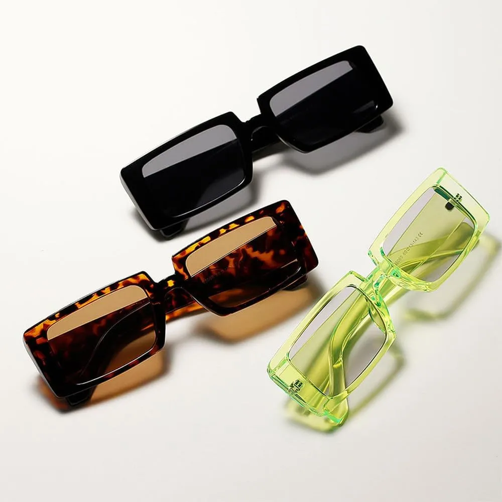 Wide Rectangle Sunglasses Women Transparent Frame Flat Top Clear Lens Sun Glasses Shades Fashion Female