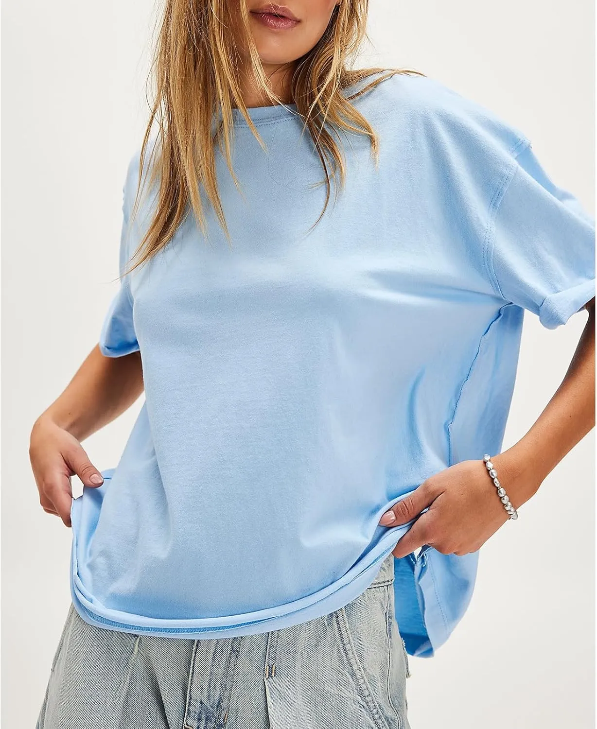 Women Butterfly Lace Short Sleeve Top Y2k Oversized Cut Out Solid Crew Neck T Shirts Summer Embroidered Tee