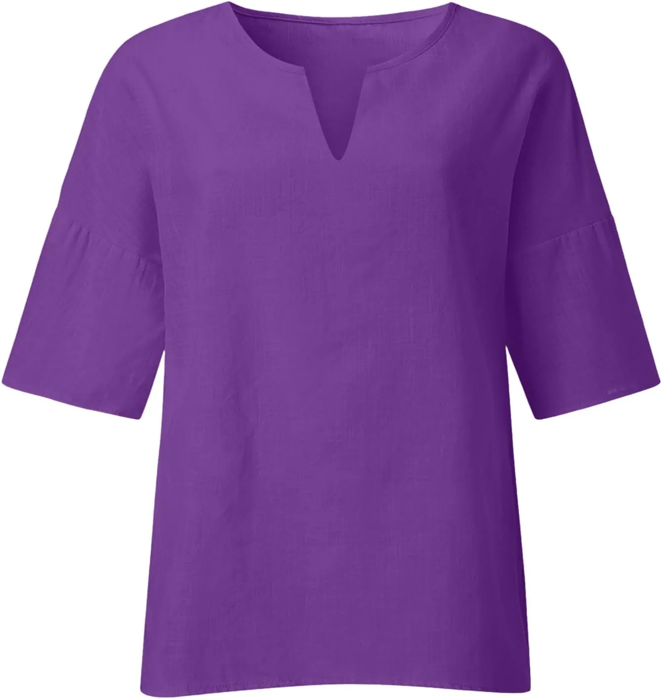 Women Cotton Linen Tops Causal Summer Short Sleeve Oversized T Shirts V Neck Loose Blouses 2025 Trendy Outfits