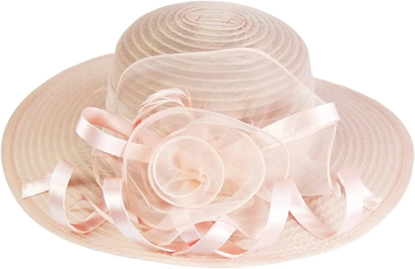 Women 𝐃erby Church Hat Organza Wedding Tea Party Fascinator Kentucky Hat Wide Brim Sun UV Protection Cap