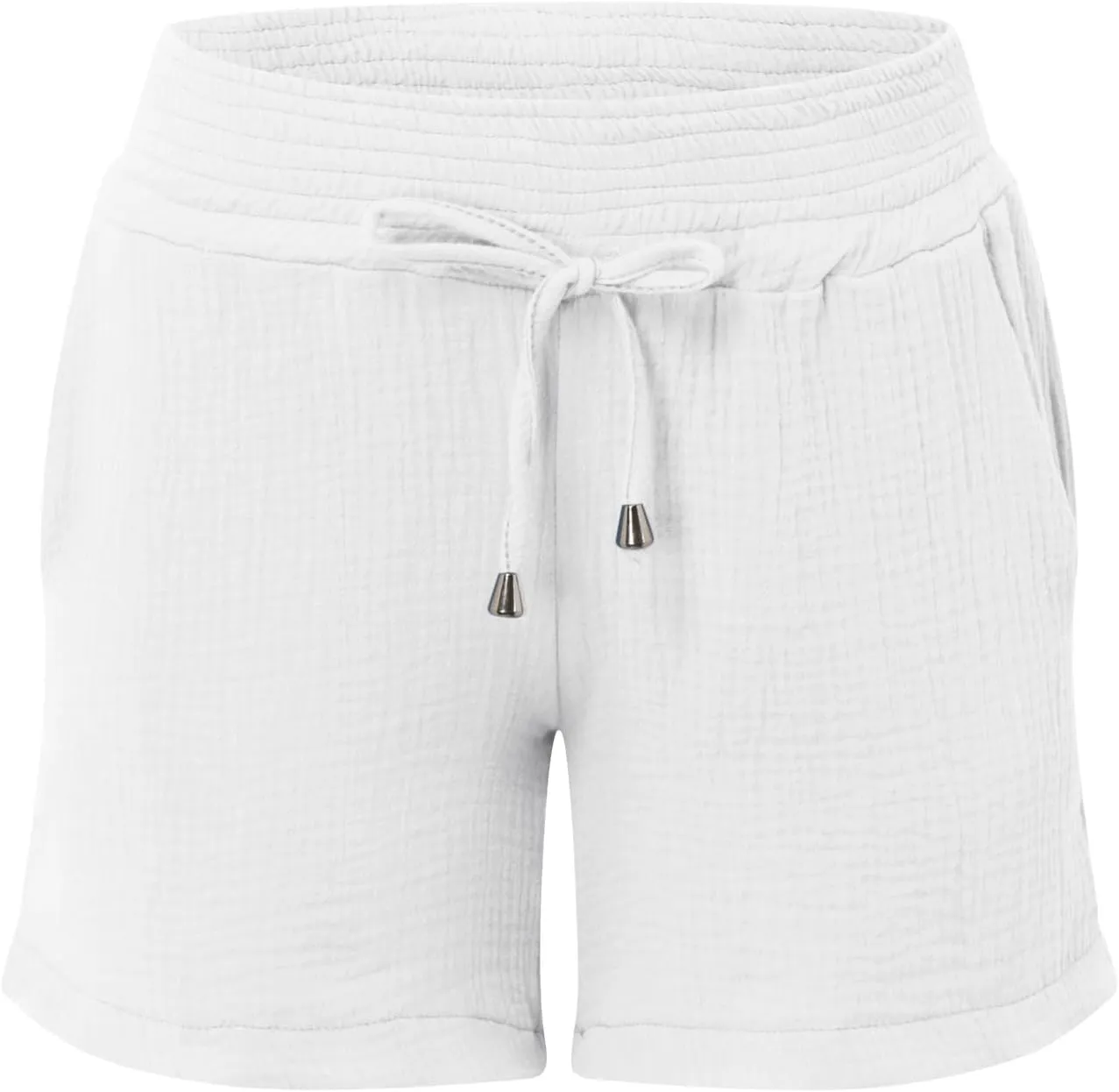 Women Layered Pleats Maternity Shorts Underbelly Drawstring Elastic Waist with Pockets Comfy Casual Beach Shorts