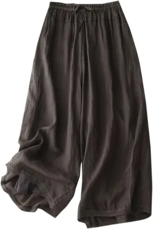 Women Palazzo Pants 2024 Trendy Wide Leg Linen Pants Summer Casual Culottes Gaucho Pants Dressy Causal Clothes 2024
