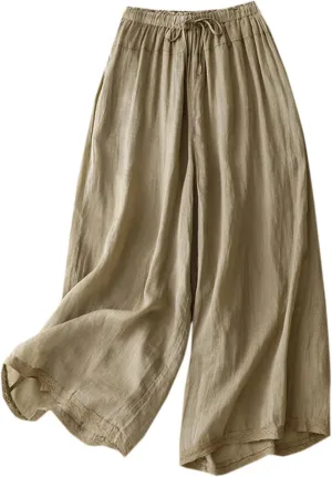 Women Palazzo Pants 2024 Trendy Wide Leg Linen Pants Summer Casual Culottes Gaucho Pants Dressy Causal Clothes 2024