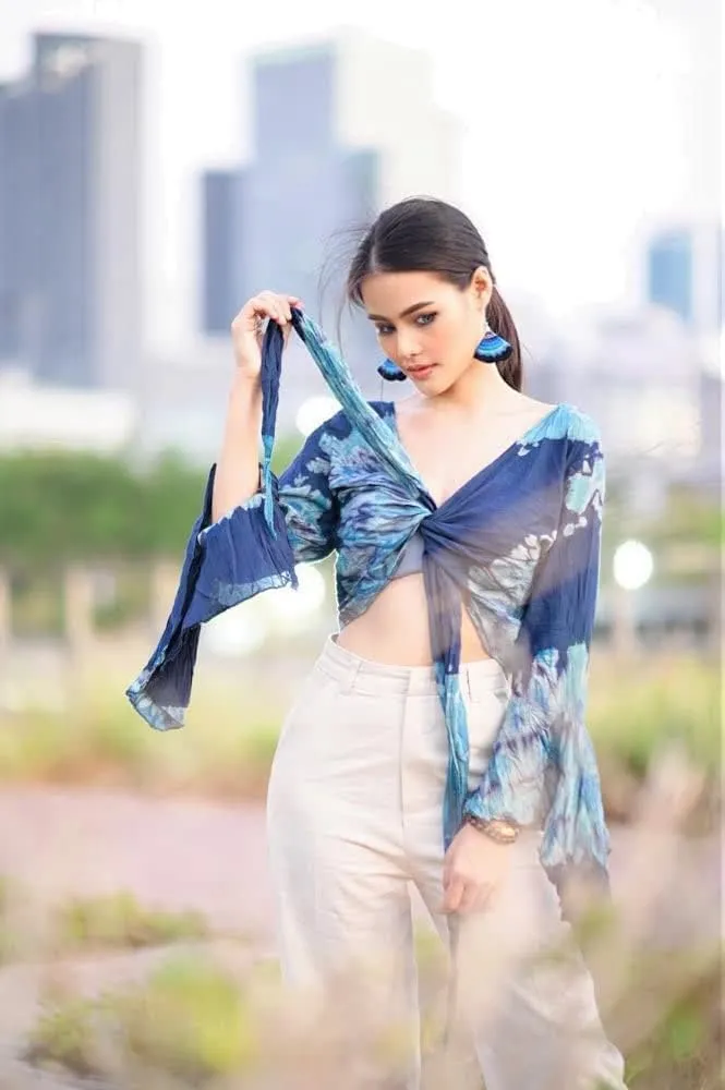 Women Petite & Teen Crop TOP Tie Front or Back Ruffle Bell Sleeve Free Size Handmade Tie Dye