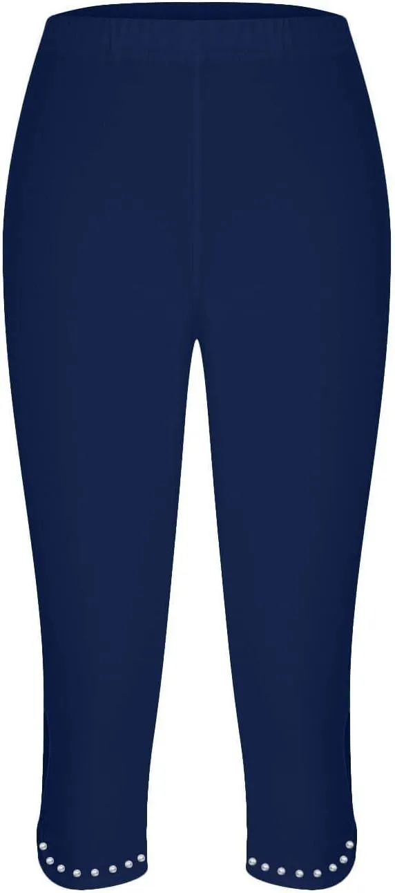 Women's Capri Leggings with Rhinestone 2025 Summer High Waist Cropped Yoga Pants Cutout Keyhole Stretchy Capri Tights