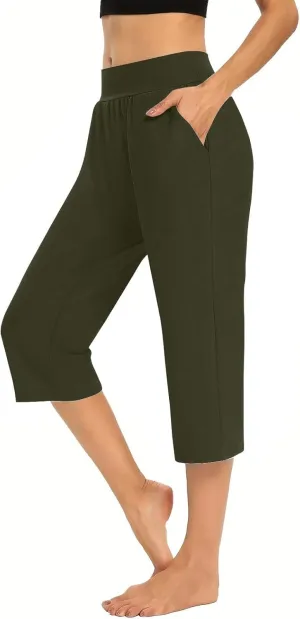 Womens Capris for Summer 2024 High Waisted Cutout Yoga Capris Lightweight Cozy Cropped Tummy Control Workout Leggings