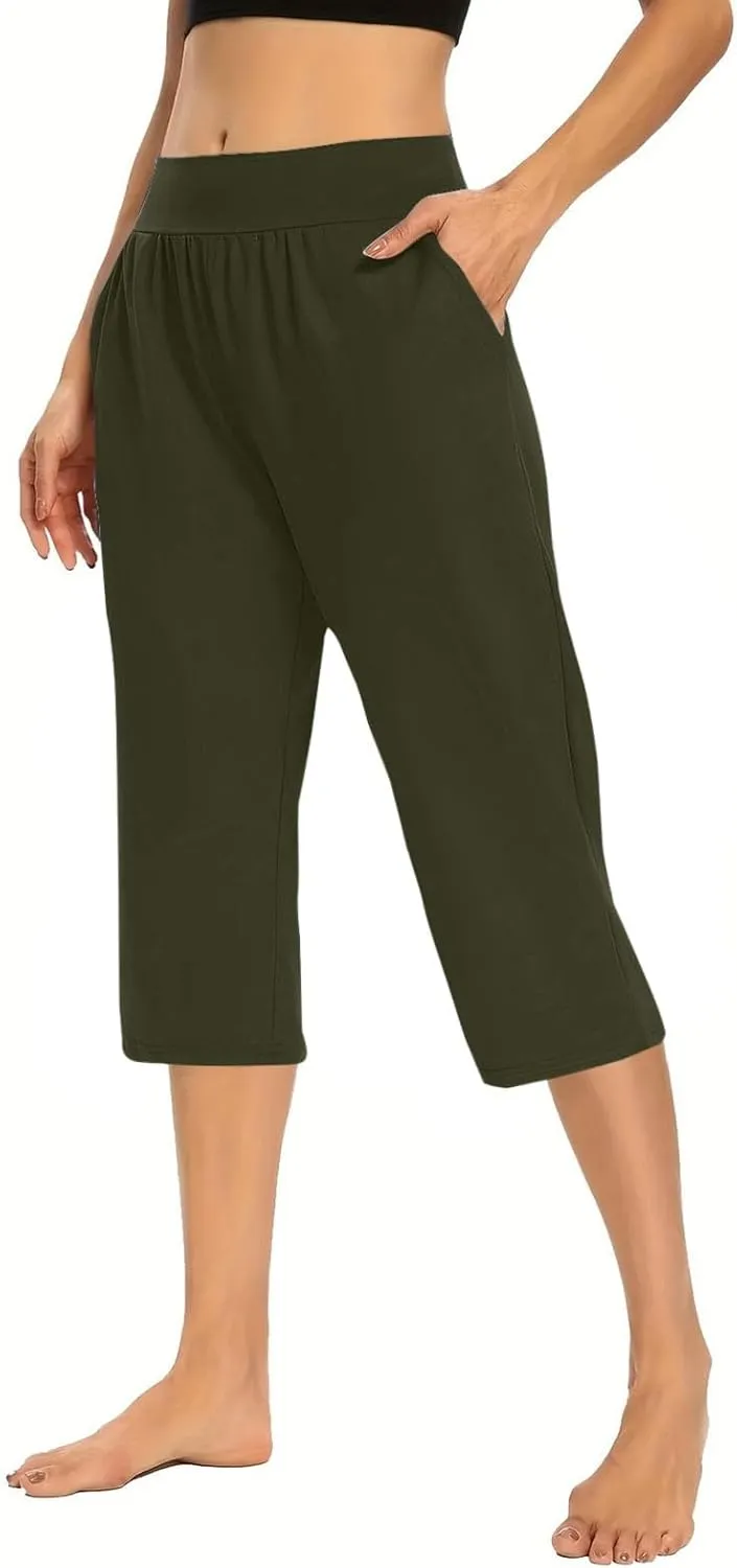 Womens Capris for Summer 2024 High Waisted Cutout Yoga Capris Lightweight Cozy Cropped Tummy Control Workout Leggings