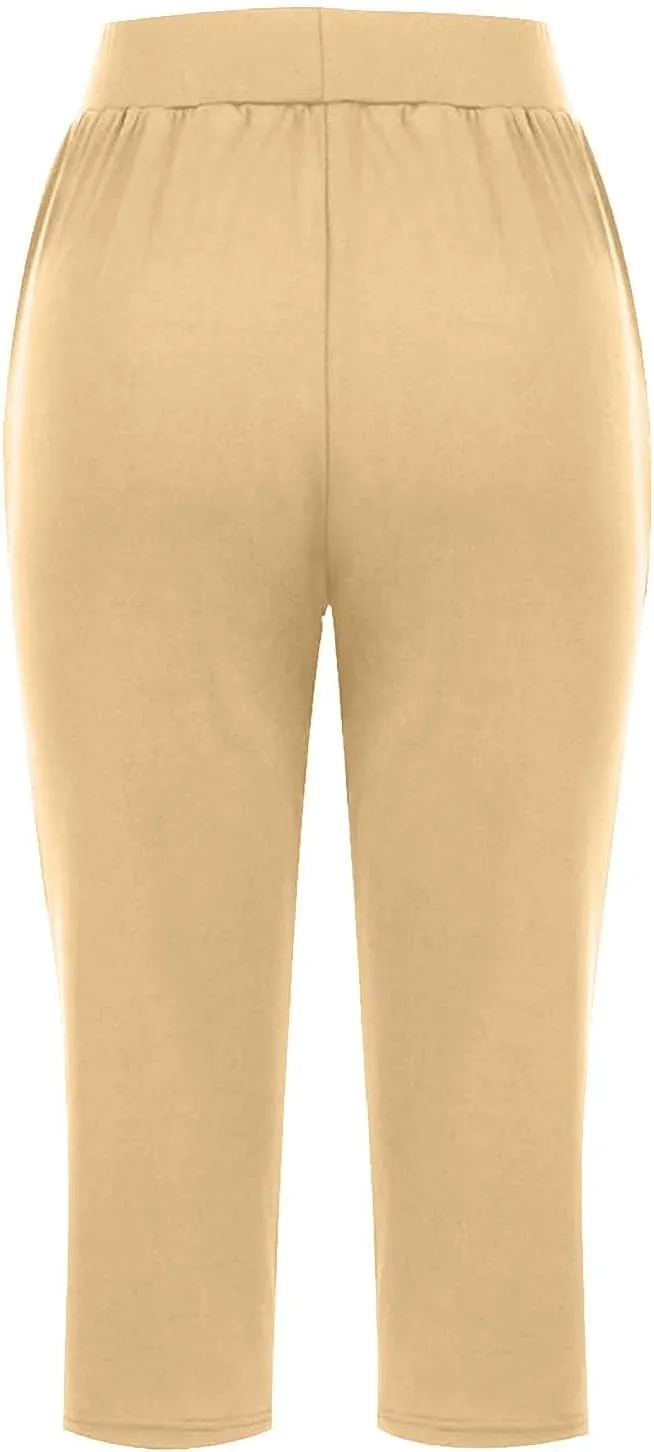 Womens Capris for Summer 2024 High Waisted Cutout Yoga Capris Lightweight Cozy Cropped Tummy Control Workout Leggings