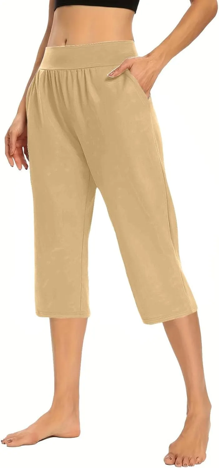 Womens Capris for Summer 2024 High Waisted Cutout Yoga Capris Lightweight Cozy Cropped Tummy Control Workout Leggings