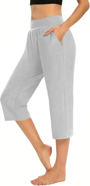 Womens Capris for Summer 2024 High Waisted Cutout Yoga Capris Lightweight Cozy Cropped Tummy Control Workout Leggings