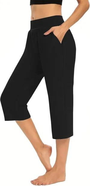 Womens Capris for Summer 2024 High Waisted Cutout Yoga Capris Lightweight Cozy Cropped Tummy Control Workout Leggings