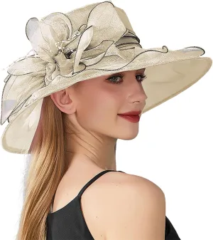 Womens Church Kentuck𝚢-Derby Hat Wide Brim Tea Party Wedding Cap Fascinators Dress Party Wedding Holiday