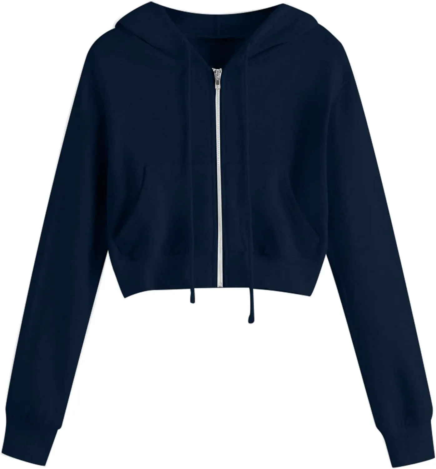 Womens Cropped Hoodies Cute Trendy Zip Up Sweatshirt Hooded Long Sleeve Yoga Tops Crop Sweatshirts Outwear Coats