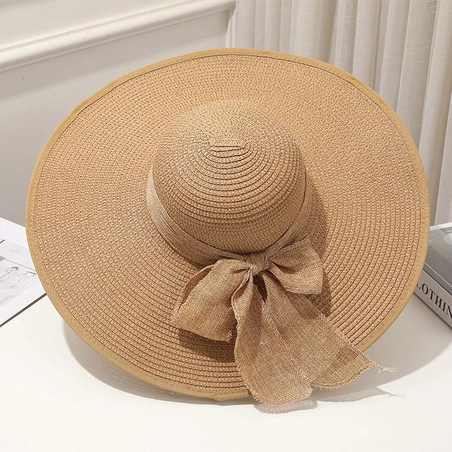 Womens Derby Hats Wide Brim Bowknot Church Tea Party Easter Bonnets Fascinator Ladies Fashion Summer Beach Cap