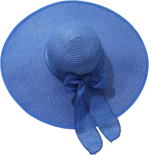 Womens Derby Hats Wide Brim Bowknot Church Tea Party Easter Bonnets Fascinator Ladies Fashion Summer Beach Cap