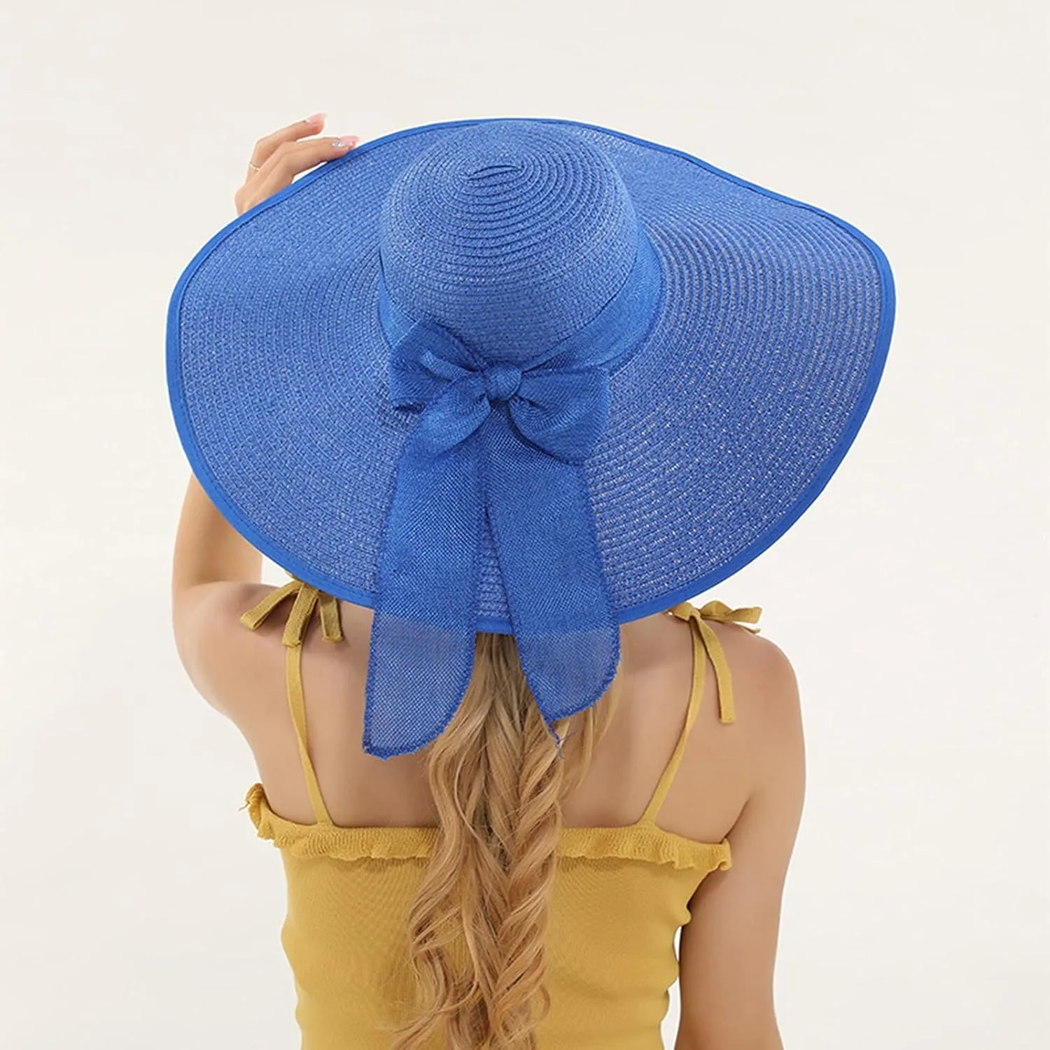 Womens Derby Hats Wide Brim Bowknot Church Tea Party Easter Bonnets Fascinator Ladies Fashion Summer Beach Cap