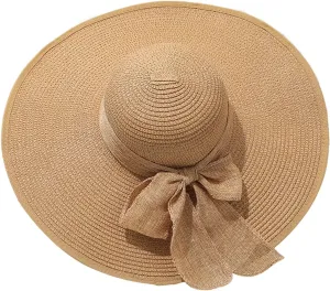 Womens Derby Hats Wide Brim Bowknot Church Tea Party Easter Bonnets Fascinator Ladies Fashion Summer Beach Cap