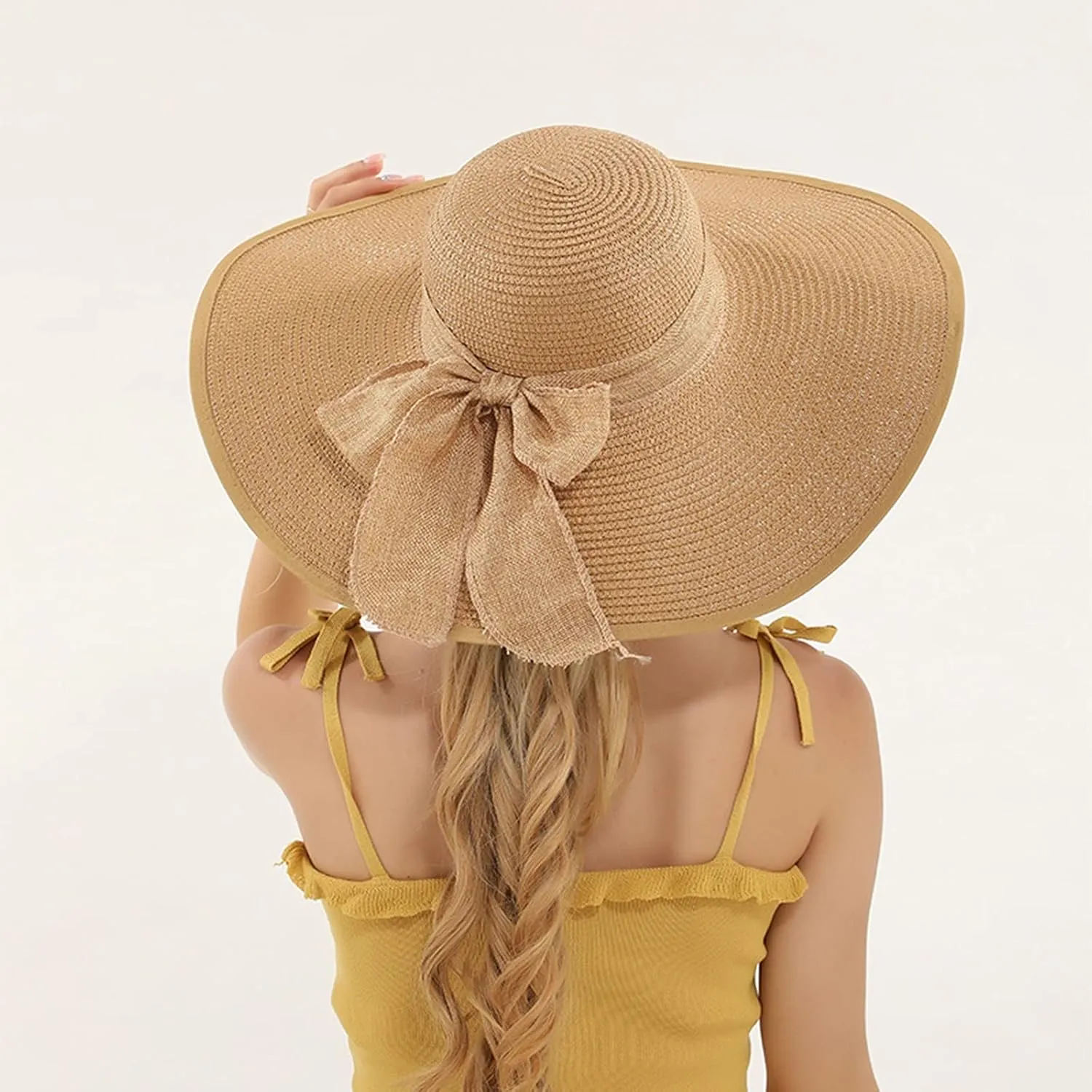 Womens Derby Hats Wide Brim Bowknot Church Tea Party Easter Bonnets Fascinator Ladies Fashion Summer Beach Cap