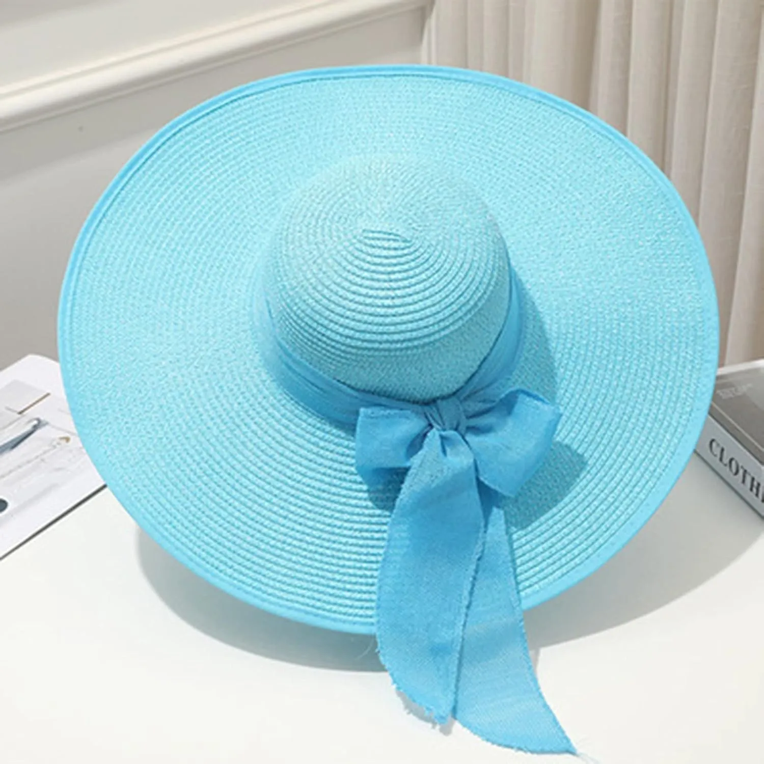 Womens Derby Hats Wide Brim Bowknot Church Tea Party Easter Bonnets Fascinator Ladies Fashion Summer Beach Cap