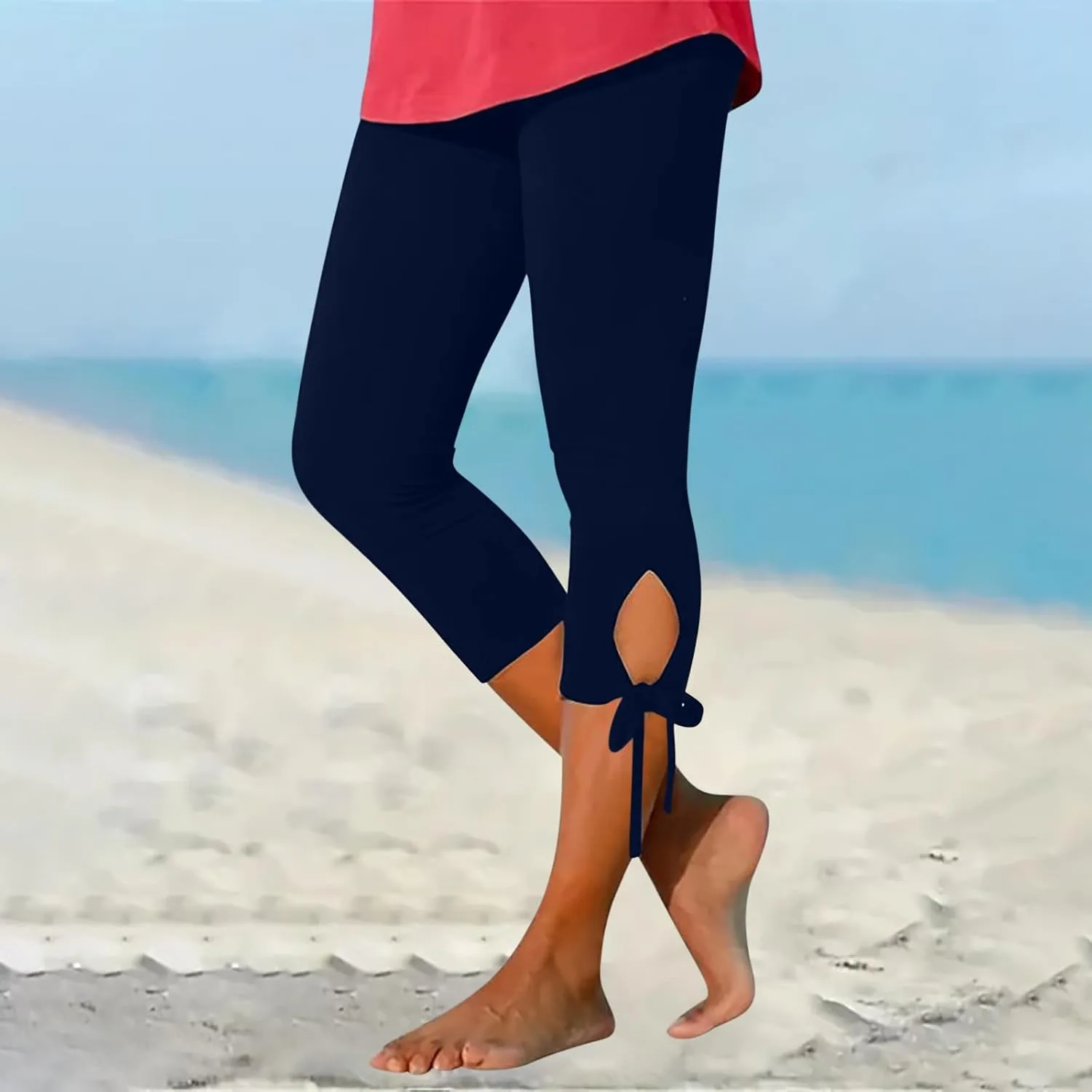 Womens Elastic Casual Scrunch Leggings High Waist Butt Beach Floral Tights Tummy Control Workout Ladies Yoga Pants