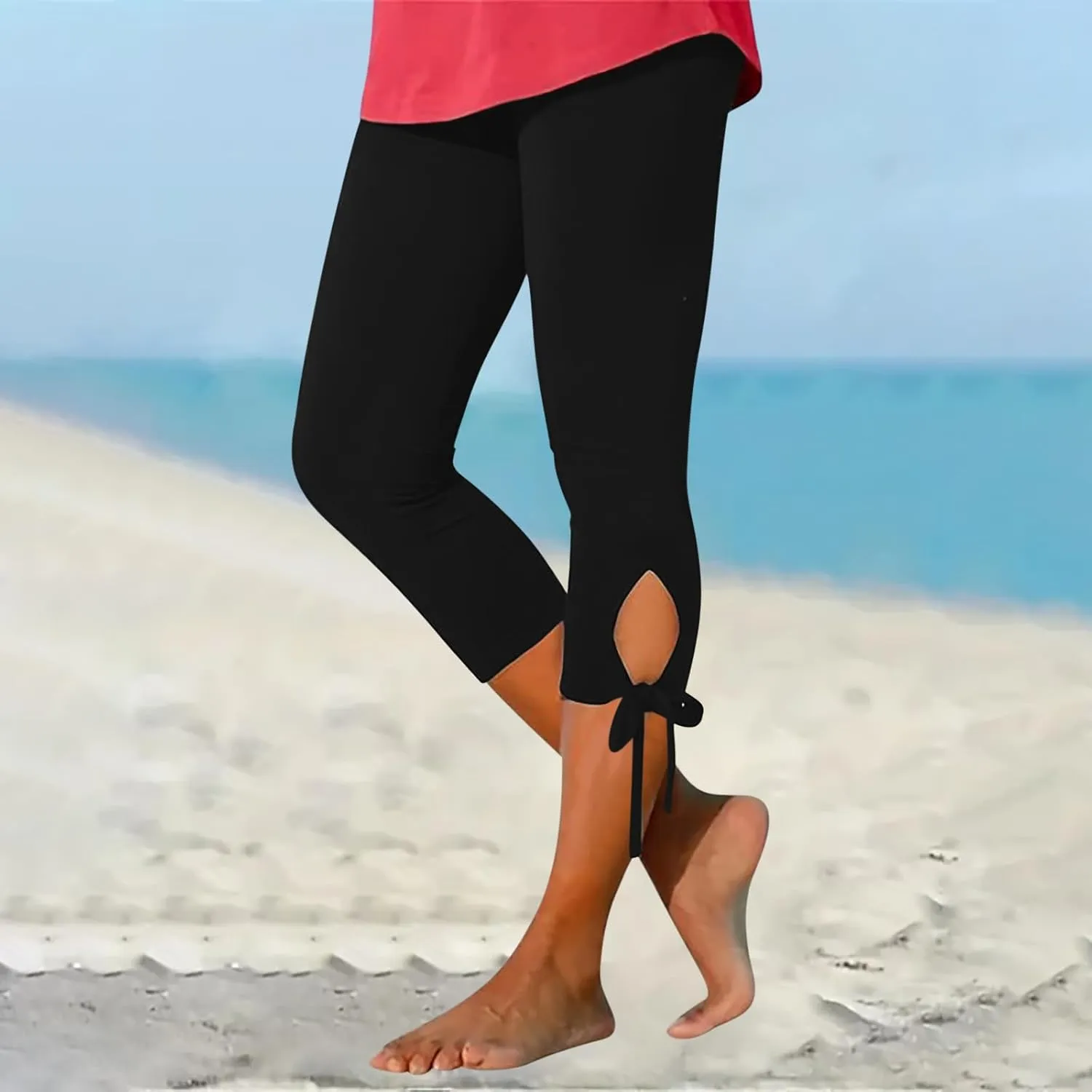 Womens Elastic Casual Scrunch Leggings High Waist Butt Beach Floral Tights Tummy Control Workout Ladies Yoga Pants