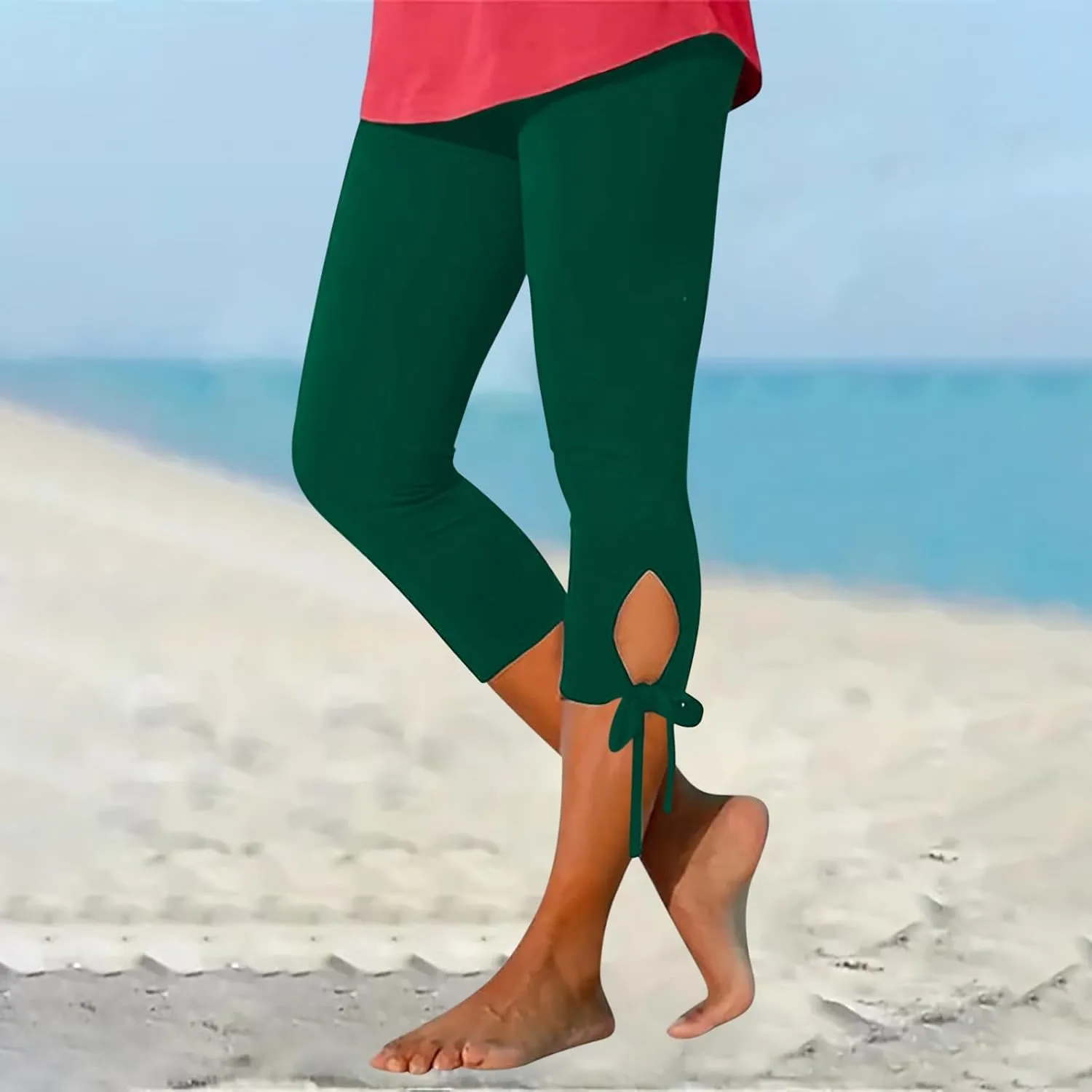 Womens Elastic Casual Scrunch Leggings High Waist Butt Beach Floral Tights Tummy Control Workout Ladies Yoga Pants