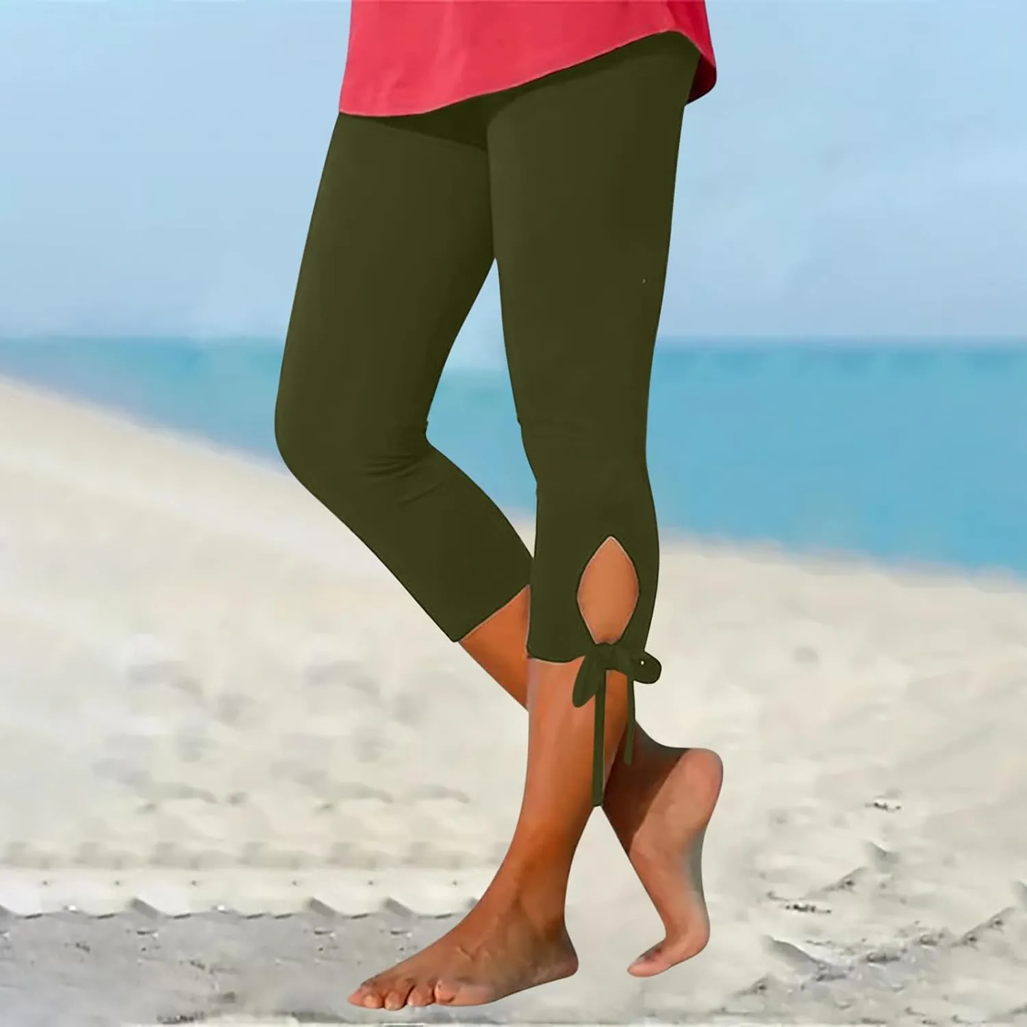 Womens Elastic Casual Scrunch Leggings High Waist Butt Beach Floral Tights Tummy Control Workout Ladies Yoga Pants
