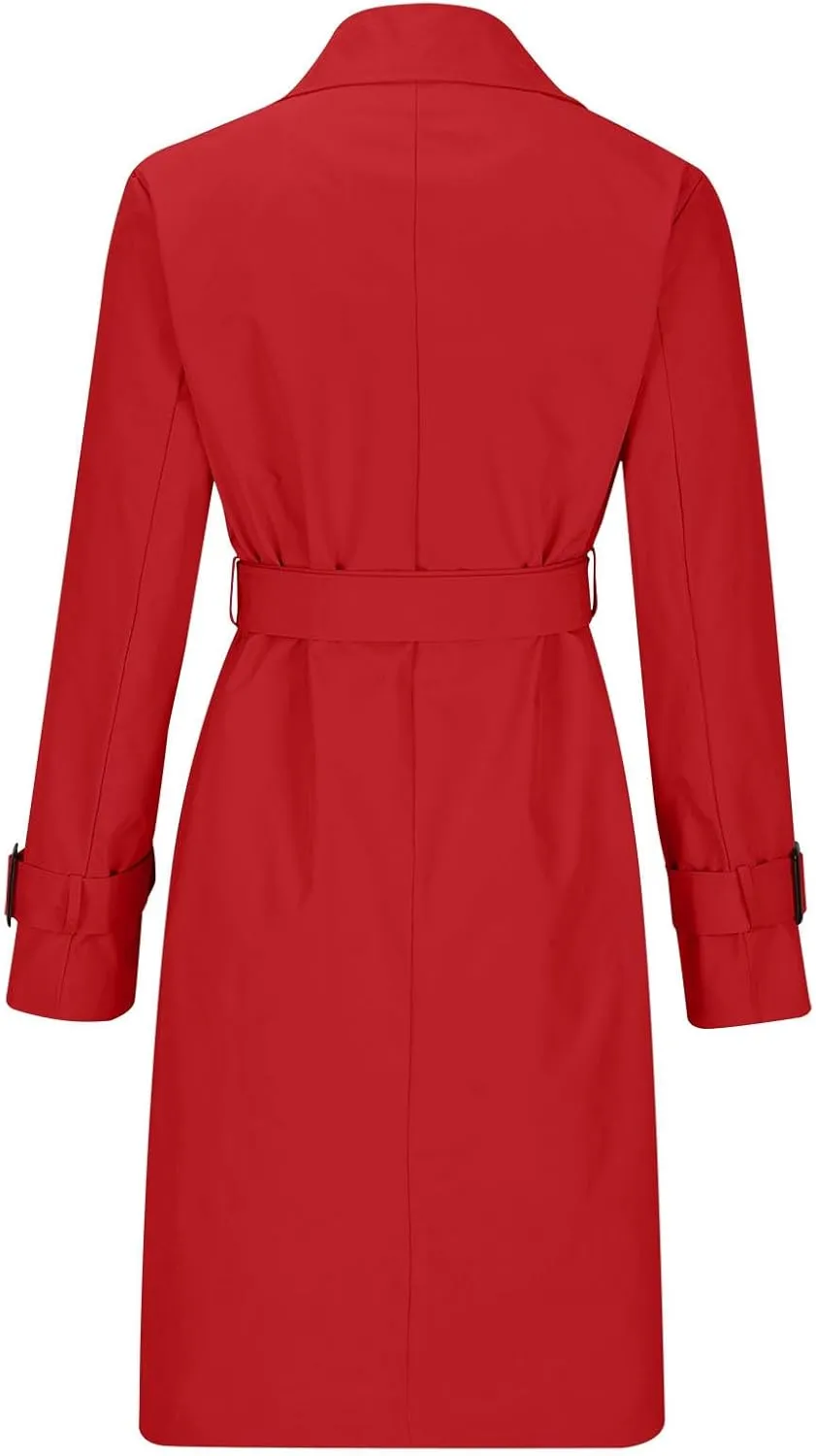 Women's Fashion Autumn Winter Solid Color Double Breasted Trench Coat Rain Windbreaker Women
