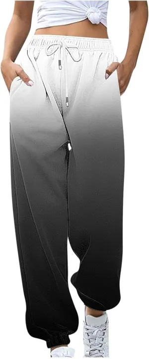 Womens Fashion Casual Cargo Pants Sweatpants Baggy Fleece High Waisted Joggers Pants Y2k Vintage Comfy Tie Dye Lounge