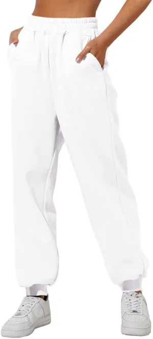 Womens High Waisted Jogger Pants Y2K Baggy Sweatpants with Pockets Cinch Bottom Lounge Casual Streetwear Trousers