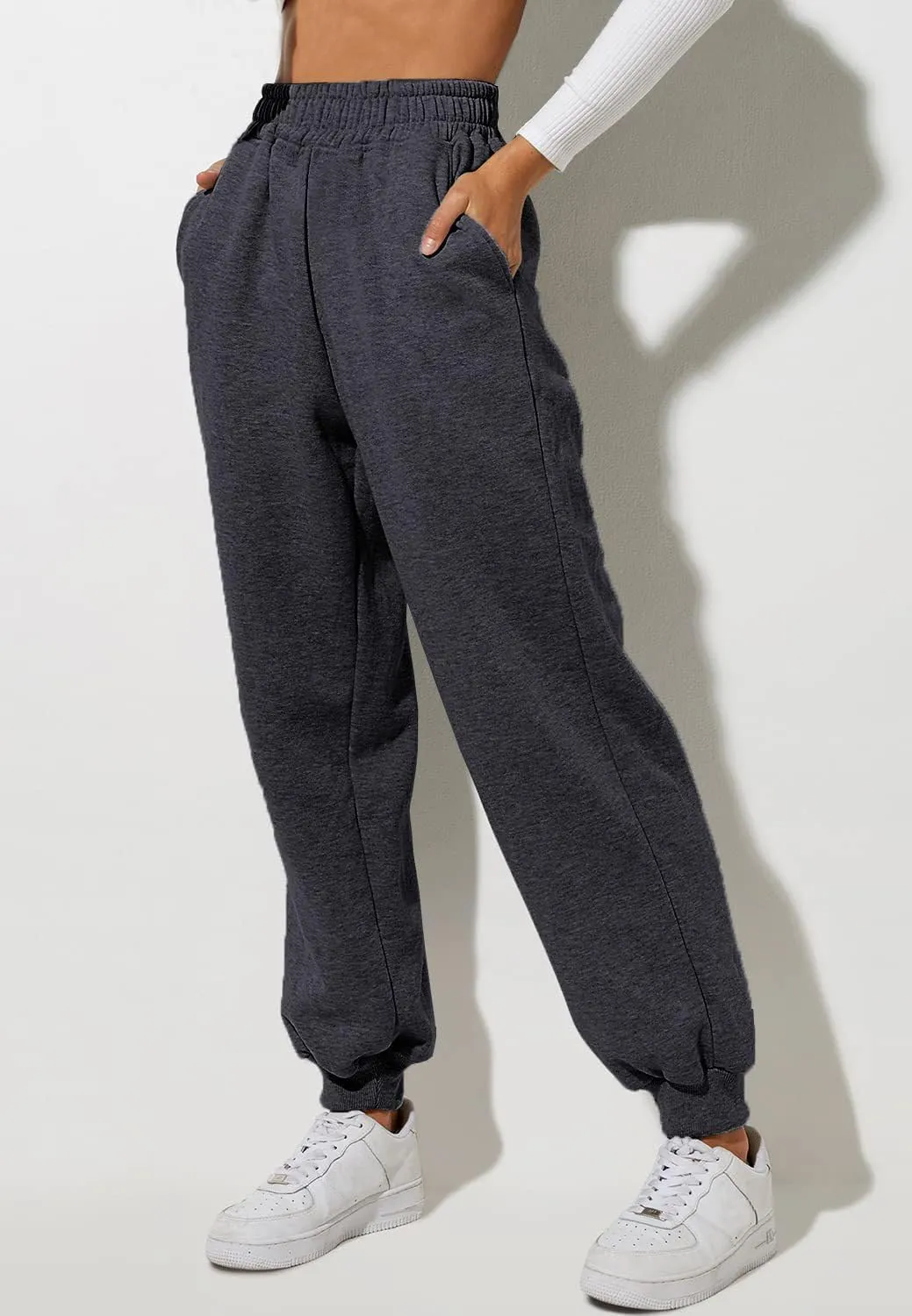 Womens High Waisted Jogger Pants Y2K Baggy Sweatpants with Pockets Cinch Bottom Lounge Casual Streetwear Trousers