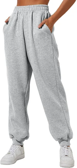 Womens High Waisted Jogger Pants Y2K Baggy Sweatpants with Pockets Cinch Bottom Lounge Casual Streetwear Trousers