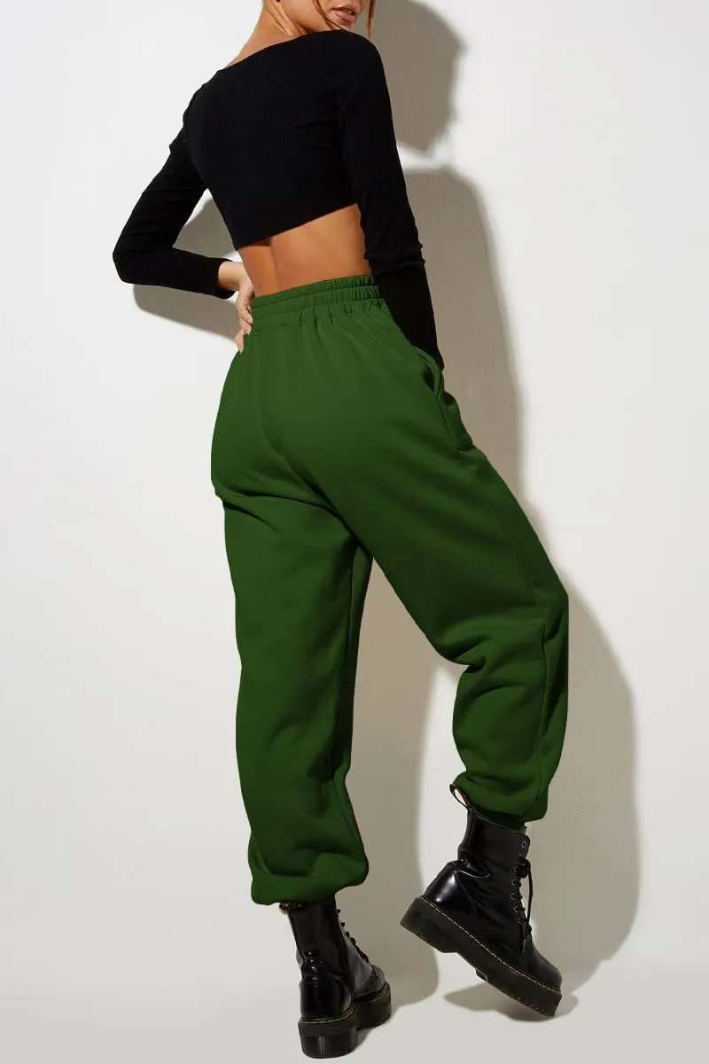 Womens High Waisted Jogger Pants Y2K Baggy Sweatpants with Pockets Cinch Bottom Lounge Casual Streetwear Trousers
