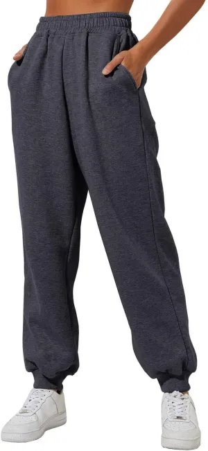 Womens High Waisted Jogger Pants Y2K Baggy Sweatpants with Pockets Cinch Bottom Lounge Casual Streetwear Trousers