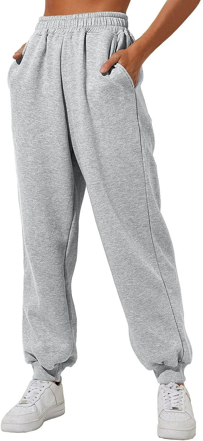 Womens High Waisted Jogger Pants Y2K Baggy Sweatpants with Pockets Cinch Bottom Lounge Casual Streetwear Trousers